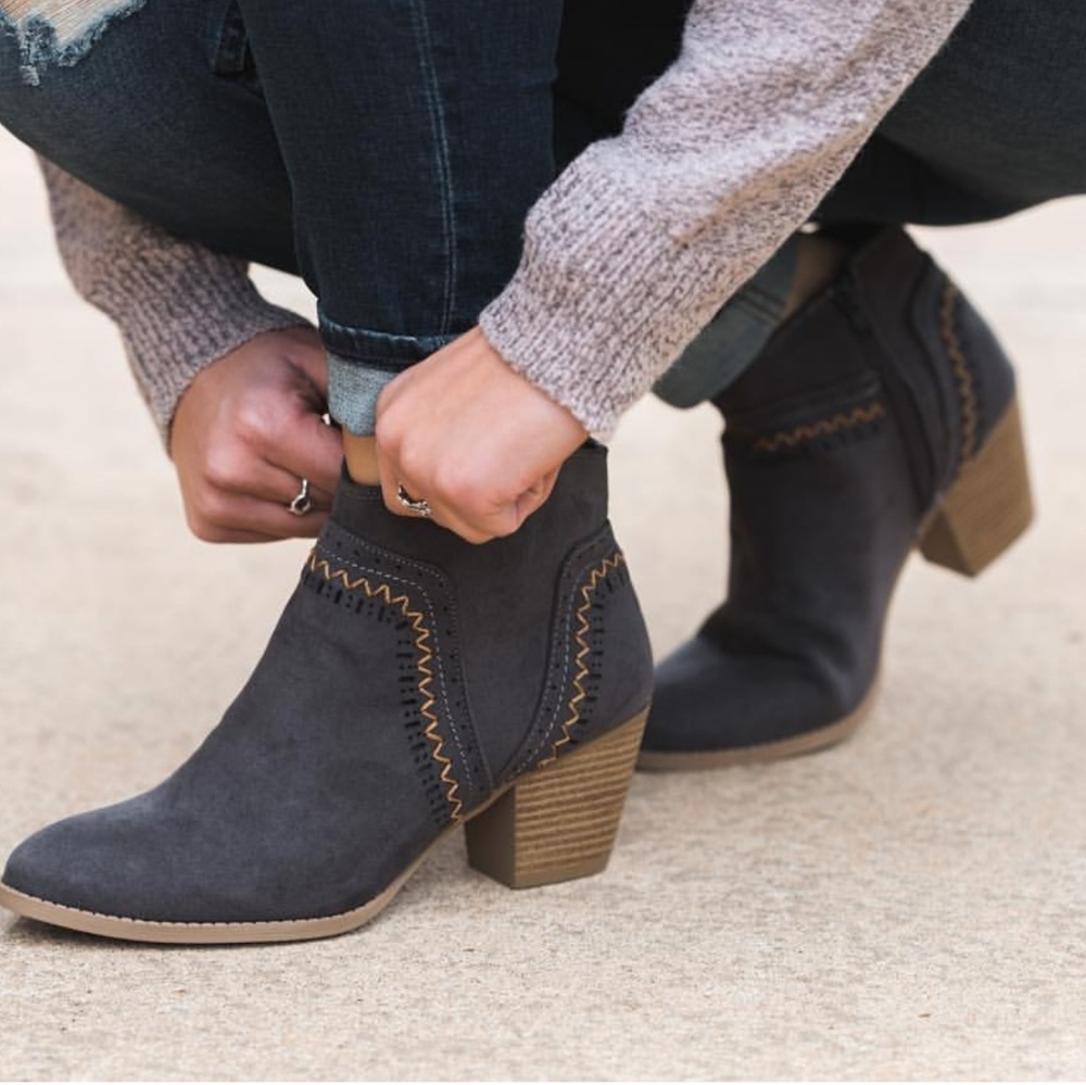 Grey Embellished Bootie